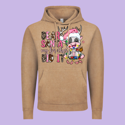 Dear Santa My Brother Did It Vintage Hoodie Designed By Adodesignshop