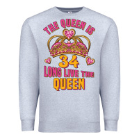 Heather Grey the queen is 34 long live the queen Premium Sweatshirt - Jasminsmagicworld