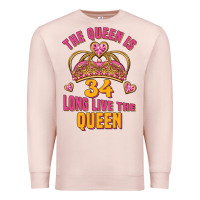 Pale Pink the queen is 34 long live the queen Premium Sweatshirt - Jasminsmagicworld