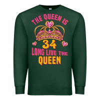 Sports Green the queen is 34 long live the queen Premium Sweatshirt - Jasminsmagicworld