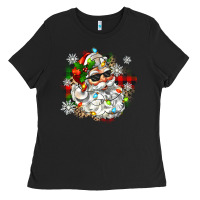 Black santa with sunglasses christmas Ladies Tee - Zillion Design Studio