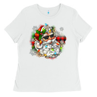 White santa with sunglasses christmas Ladies Tee - Zillion Design Studio