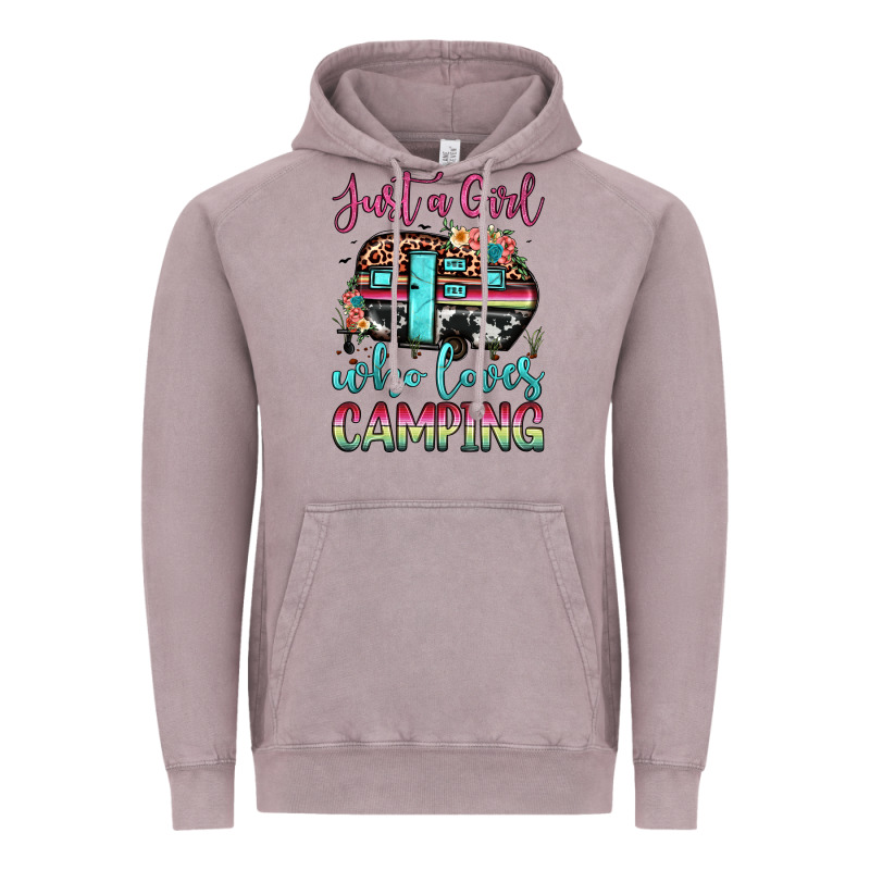 Just A Girl Who Loves Camping Vintage Hoodie by JahusDesignShop | Teevron