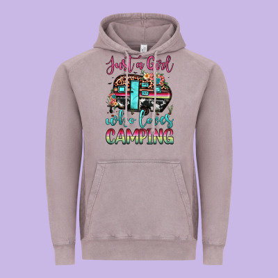 Just A Girl Who Loves Camping Vintage Hoodie Designed By Jahusdesignshop