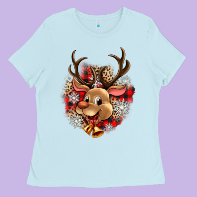 Reindeer Christmas Ladies Tee Designed By Zillion Design Studio