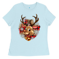 Baby Blue reindeer christmas Ladies Tee - Zillion Design Studio