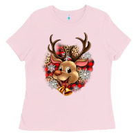 Bubblegum Pink reindeer christmas Ladies Tee - Zillion Design Studio