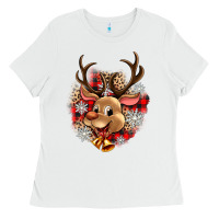 White reindeer christmas Ladies Tee - Zillion Design Studio