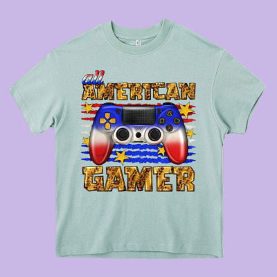 All American Gamer Heavy Core Tee Designed By Texasbilliewilder