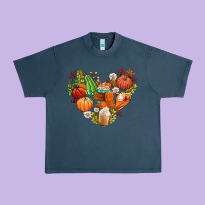 Pumpkin And Latte With Fall Urban Heavy Tee Designed By Adodesignshop