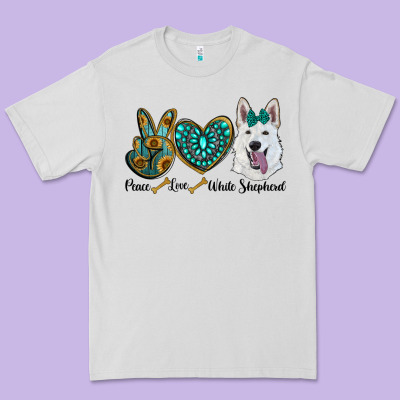 Peace Love White Sepherd Premium Tee Designed By Ranaportraitstore