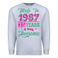 Heather Grey made in 1987, 35 years of being awesome Premium Sweatshirt - Jasminsmagicworld
