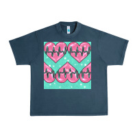 Midnight Navy Nursing Heart Seamless Pattern Urban Heavy Tee - BundleAndBundleShop