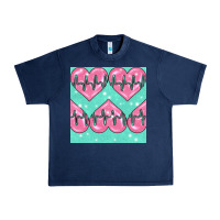 Navy Nursing Heart Seamless Pattern Urban Heavy Tee - BundleAndBundleShop