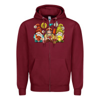 Burgundy sports gnomies Zipper Hoodie - NancyCooperArtShop