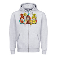 Heather Grey sports gnomies Zipper Hoodie - NancyCooperArtShop