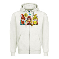 Oatmeal Heather sports gnomies Zipper Hoodie - NancyCooperArtShop