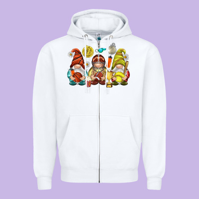 Sports Gnomies Zipper Hoodie Designed By Nancycooperartshop