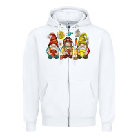 White sports gnomies Zipper Hoodie - NancyCooperArtShop