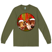 Army Green Christmas Cow, Long Sleeve Tee - Jasminsmagicworld