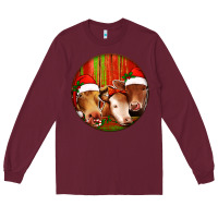 Burgundy Christmas Cow, Long Sleeve Tee - Jasminsmagicworld