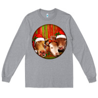 Heather Grey Christmas Cow, Long Sleeve Tee - Jasminsmagicworld