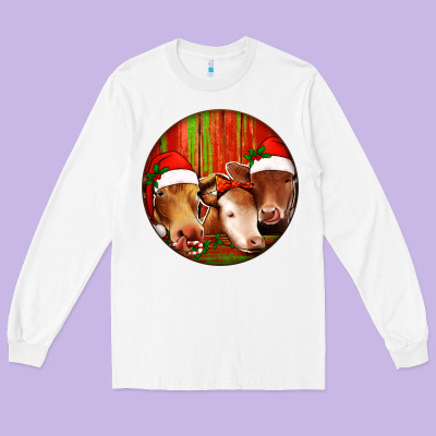 Christmas Cow, Long Sleeve Tee Designed By Jasminsmagicworld