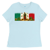 Baby Blue lady of guadalupe mexican flag Ladies Tee - JahusDesignShop