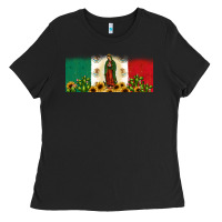 Black lady of guadalupe mexican flag Ladies Tee - JahusDesignShop