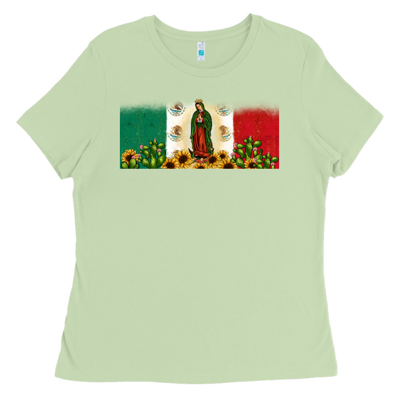 Lady Of Guadalupe Mexican Flag Ladies Tee by JahusDesignShop | Teevron