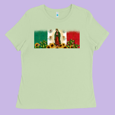 Lady Of Guadalupe Mexican Flag Ladies Tee Designed By Jahusdesignshop