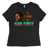 Black a wise man puts god first Ladies Tee - texasbilliewilder