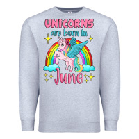 Heather Grey unicorns are born in june Premium Sweatshirt - Jasminsmagicworld