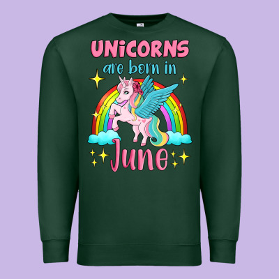 Unicorns Are Born In June Premium Sweatshirt Designed By Jasminsmagicworld