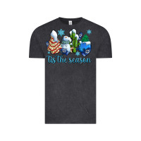 Vintage Black tis the season christmas tree  cake winter and snowman Vintage Tee - AdoDesignShop