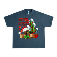 Midnight Navy merry cowgirl  boots and cactus with gifts Urban Heavy Tee - AdoDesignShop