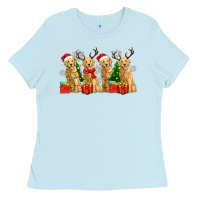 Baby Blue golden dogs with christmas Ladies Tee - Zillion Design Studio