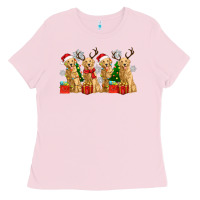 Bubblegum Pink golden dogs with christmas Ladies Tee - Zillion Design Studio