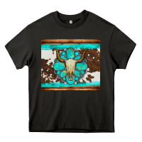 Asphalt bull skull and turquoise cowhide tumbler Heavy Core Tee - Artiststas