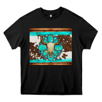 Black bull skull and turquoise cowhide tumbler Heavy Core Tee - Artiststas