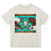 Cream bull skull and turquoise cowhide tumbler Heavy Core Tee - Artiststas