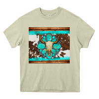Mossy bull skull and turquoise cowhide tumbler Heavy Core Tee - Artiststas