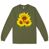 Army Green maximillian perennial sunflower Long Sleeve Tee - LillyAllenDesigns