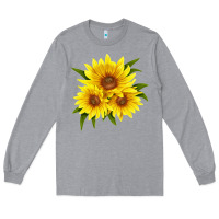 Heather Grey maximillian perennial sunflower Long Sleeve Tee - LillyAllenDesigns