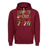 Burgundy happy new year 2024 Zipper Hoodie - MaliasSmallBusiness