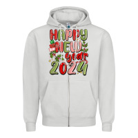 Dove Grey happy new year 2024 Zipper Hoodie - MaliasSmallBusiness