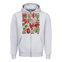 Heather Grey happy new year 2024 Zipper Hoodie - MaliasSmallBusiness