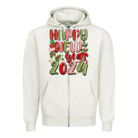 Oatmeal Heather happy new year 2024 Zipper Hoodie - MaliasSmallBusiness