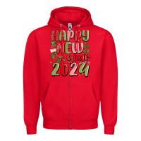 Red happy new year 2024 Zipper Hoodie - MaliasSmallBusiness
