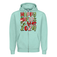Seafoam happy new year 2024 Zipper Hoodie - MaliasSmallBusiness